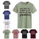 thumbnail image 3 of Camisa de manga corta holgada con estampado de letras de moda para mujer, talla M, camiseta verde oliva con fuente negra, 3 of 5