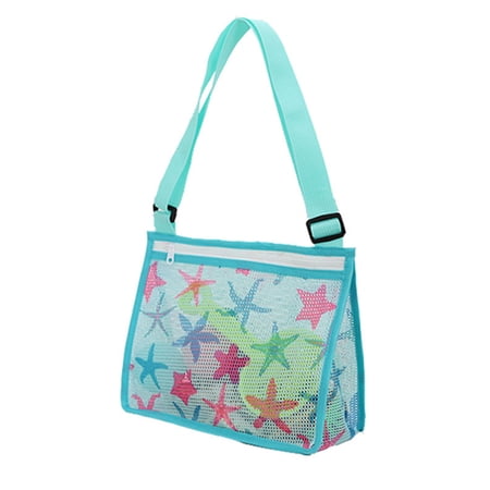 YINYUE Beach Toy Mesh Bag Kids Shell Collecting Bag Totes with Zipper for Holding Shells Beach Sand Toy for Boys and Girls