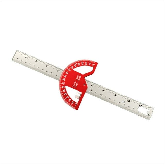Regla de Ángulo Multifuncional 45/90 Grados Medición Semicircular Aleación de Aluminio Regla de Ángulo Móvil Buscador de Ángulo 12 Pulgadas