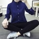 thumbnail image 5 of Camisa De Mujer Blusa Casual De Manga Larga Con Botones De Color Sólido, Azul Oscuro, L Advancent AP001197-15B, 5 of 7