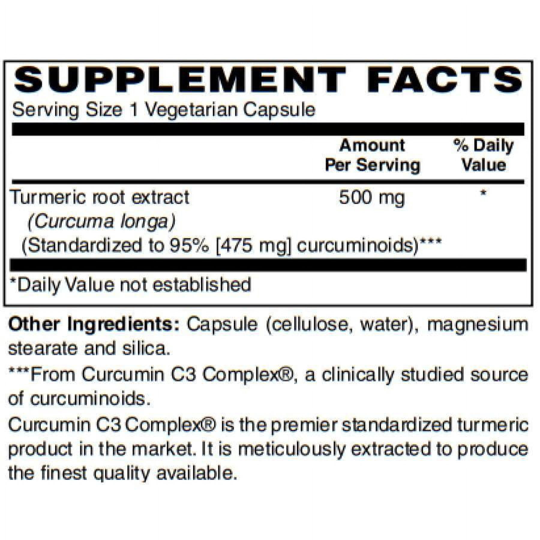 Turmeric Extract Capsules (500mg) with Curcumin C3 Complex by BariatricPal Size: 60 Count