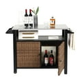 thumbnail image 3 of CQSXDA Outdoor Bar Cart With Grey Wicker And Stainless Steel Top, Rolling Storage Island For Patio Kitchen Use, 3 of 11