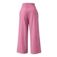 thumbnail image 4 of VSSSJ Women's Casual Cotton and Linen Pants Slim Fit Solid Color High Elastic Waist Wide Leg Long Pants Leisure Fashion Comfortable Trousers Hot Pink M, 4 of 5