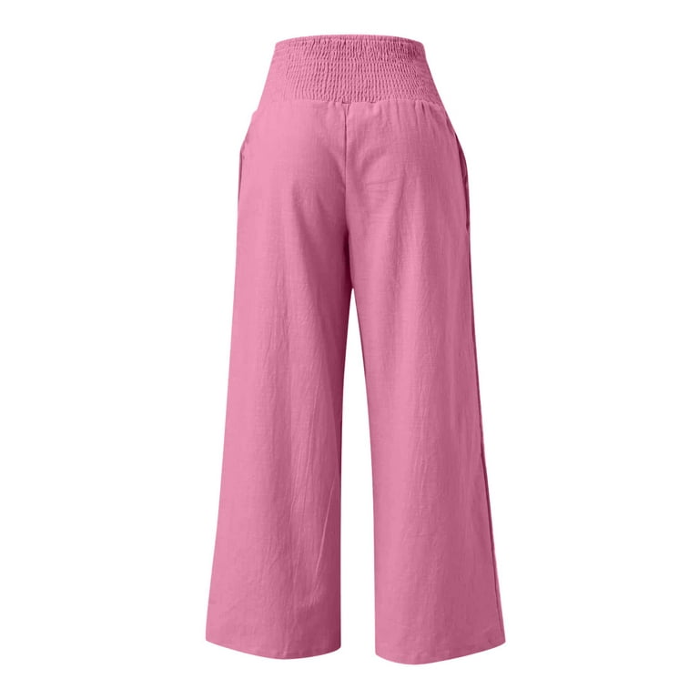 DeHolifer Wide Leg Yoga Pants for Women Loose Comfy Flare Sweatpants with  Pockets High Waist Stretch Pants Regular Fit Trouser Pant Hot Pink XL