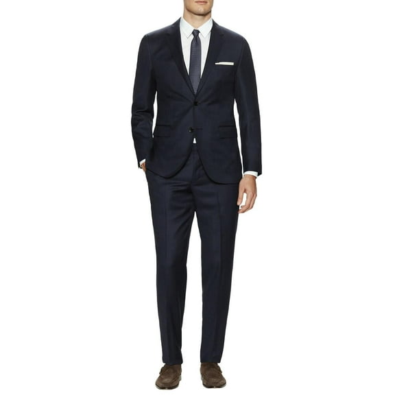DTI GV Executive Men's Suit Two Button 2 Piece Modern Fit Jacket Pants Birdseye Dk Navy