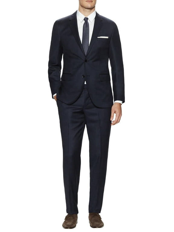 DTI GV Executive Men's Suit Two Button 2 Piece Modern Fit Jacket Pants Birdseye Dk Navy