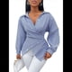 thumbnail image 3 of Blusa de Verano para Mujer, , con Rayas y Botones en la Parte Delantera, de Larga. Azul XL, 3 of 10