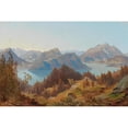 thumbnail image 2 of Carl Hasch 18x13 Black Ornate Wood Framed Double Matted Museum Art Print Titled - Lucerne See, 2 of 5