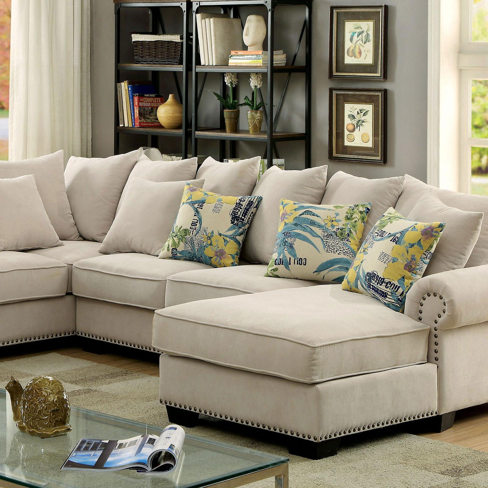 Transitional Fabric Upholstery Sectional in Beige Skyler by Furniture