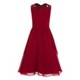 thumbnail image 2 of inhzoy Ball Gown For Girl High Waist Pleated Dress With Rhinestones For Wedding Communion Birthday Burgundy 6, 2 of 4
