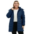 thumbnail image 3 of Soularge Women's Plus Size Winter Coat Hooded Winter Puffer Jacket Windproof Outerwear Coat Navy 5X, 3 of 12