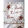 thumbnail image 3 of Wooden Grain Sheer Curtains 96 Inch Length 2 Panels Set Window Treatments, Red Country Texas Star Branches Berry Rod Pocket Semi Curtains for Living Room/Bedroom/Kitchen Décor, 104"W x 96"L, 3 of 7