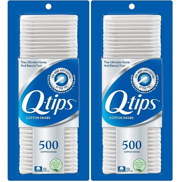 Q-tips Cotton Swabs For Beauty Care Original Cotton Swab Made With 100% Cotton 500 Count (Pack of 2)