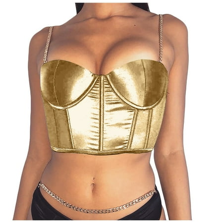 

BIZIZA Women s Bra Sexy Crop Top Push Up Seamless Vest Strappy Gold XXL