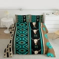 thumbnail image 2 of Manfei Retro Bull Skull Queen Comforter Set,Rustic Western Farmhouse Bedding Sets,Vintage Aztec Rhombus Bedding Comforter Set For Girls Boys,Ultra Soft Home Decor Reversible,3-Piece, 2 of 8