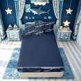 thumbnail image 4 of meiyoeat Cartoon Shark Whale Shark Ocean Zipper Comforter Set with Fitted Sheet and 2 Pillowcases for Boys Girls, Starfish Sea Marine Zipper Bedding Set, Navy, Blue Reversible, 3-Piece, 4 of 6