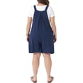 thumbnail image 3 of Agnes Orinda Women's Plus Size Overall Shorts Adjustable Strapes Sleeveless Pleated Jumpsuit Rompers Summer Casual Overalls Shortalls with Pocket 1X Navy Blue, 3 of 6