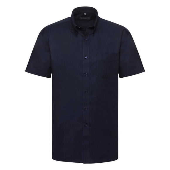 Russell Collection Mens Short Sleeve Easy Care Oxford Shirt