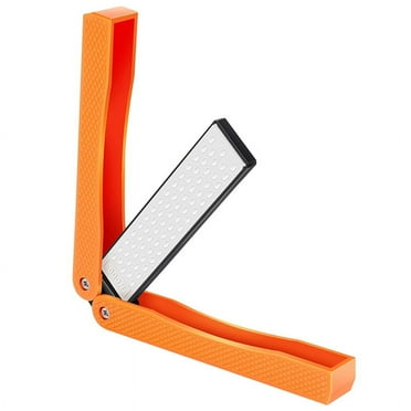Double Sided Diamond Sharpener, Handheld Fine Coarse Diafold Blades Sharpening Stone 400/600 Grit Orange