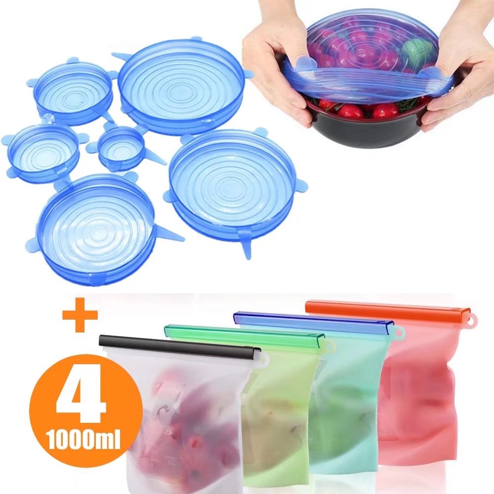 Silicone Stretch Lids and Reusable Bowl Covers Stretchable to Cover