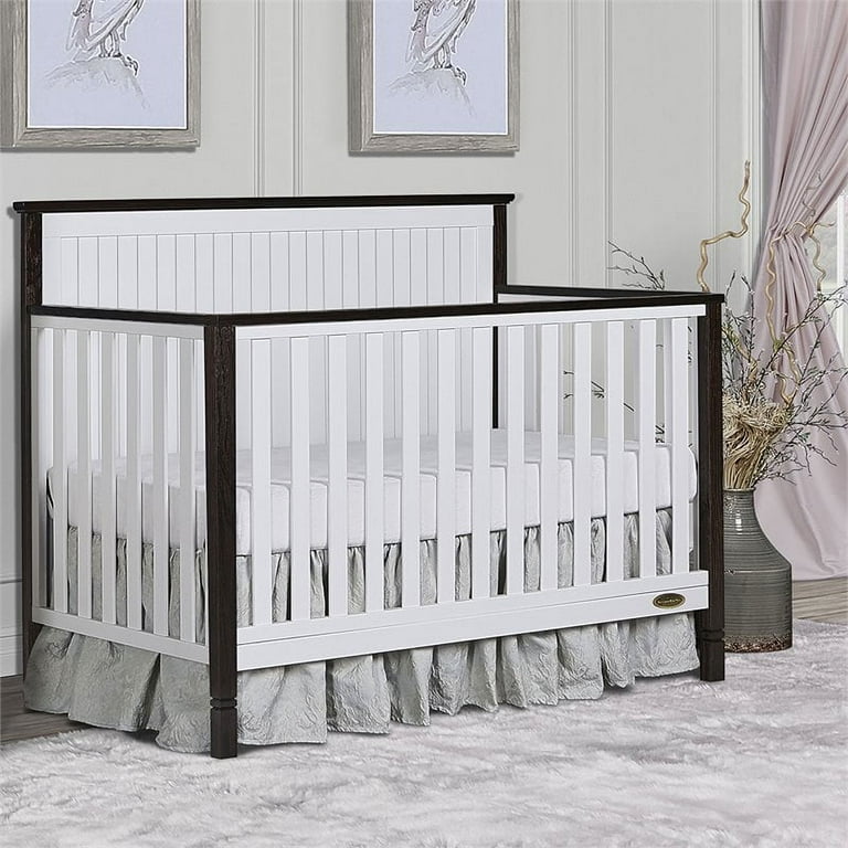 Dream On Me Alexa II 5 in 1 Convertible Crib in White and Dark Brown