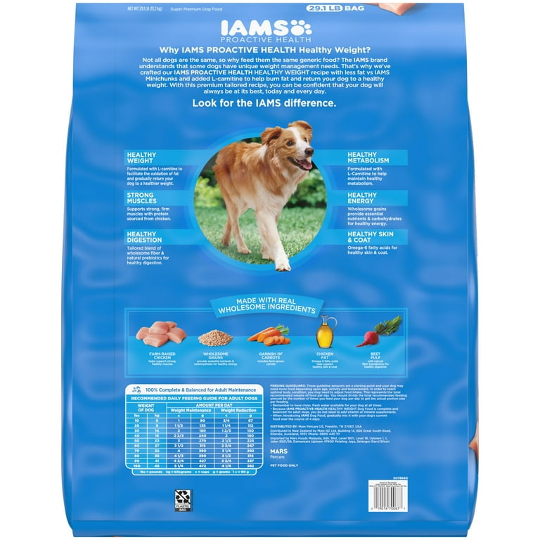 IAMS Healthy Weight Adult Dry Dog Food Real Chicken Minichunks 29.1 lb Walmart