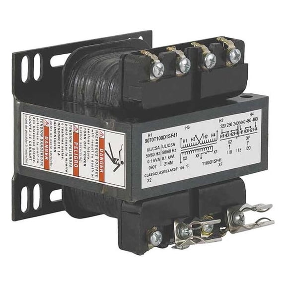 Control Transformer, 100 VA, Not Rated, 120V AC, 240/480V AC
