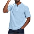 thumbnail image 6 of Mens Lightweight V Neck T-Shirts Summer Short Sleeve Plain Tees Casual Hippie Single Button Henley Shirt, 6 of 9