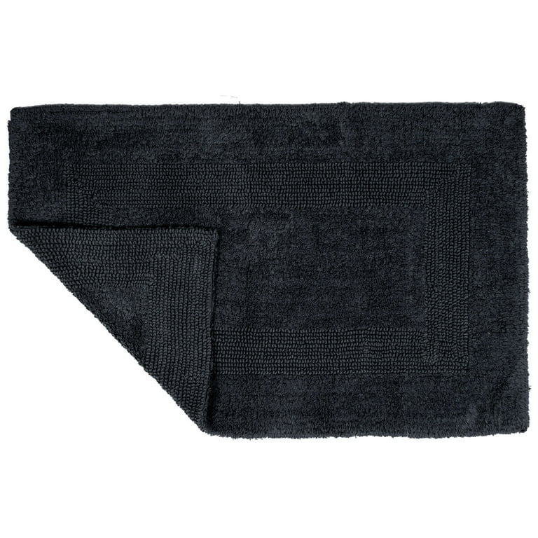 Timberlake Lavish Home 100% Cotton Long Bath Rug in Black