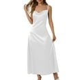 thumbnail image 1 of HXWCHs Robe Extensible Élégante Robe en Satin pour Femme Sans Bretelles à Volants Style Mini pour Usage Quotidien et Blanc TP, 1 of 7