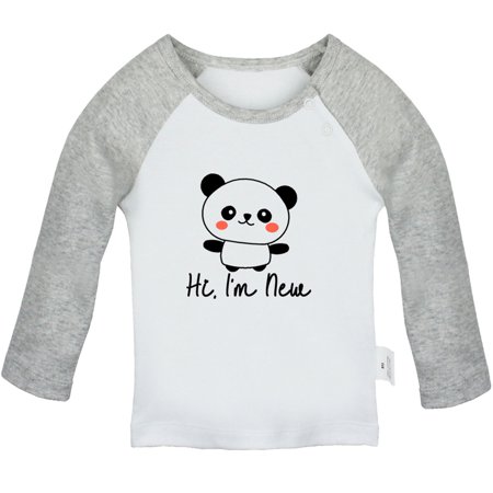 

Hi I m New Funny T shirt For Baby Newborn Babies T-shirts Infant Tops 0-24M Kids Graphic Tees Clothing (Long Gray Raglan T-shirt 18-24 Months)