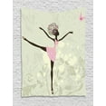 thumbnail image 1 of Ballet Tapestry, Afro Girl with Floral Hair Dancing Monarch Butterfly on Grunge Background, Wall Hanging for Bedroom Living Room Dorm Decor, 40W X 60L Inches, Pale Green Pink Brown, by Ambesonne, 1 of 2
