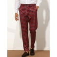 thumbnail image 2 of Unique Bargains Men's Houndstooth Dress Pants Big and Tall Business Plaid Trousers 38 Red, 2 of 6