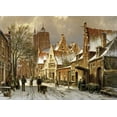 thumbnail image 2 of Koekkoek, Willem 32x24 White Modern Wood Framed Museum Art Print Titled - A Winter Street Scene, 2 of 4