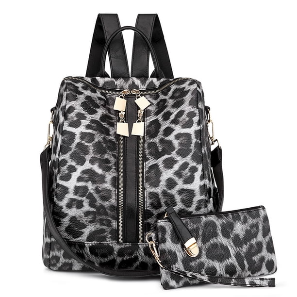 Mochila monedero para mujer de piel sintética antirrobo, mochila de viaje, bolso de hombro de moda para mujer con bolso pequeño
