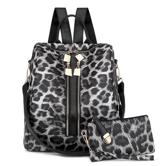 Mochila monedero para mujer de piel sintética antirrobo, mochila de viaje, bolso de hombro de moda para mujer con bolso pequeño