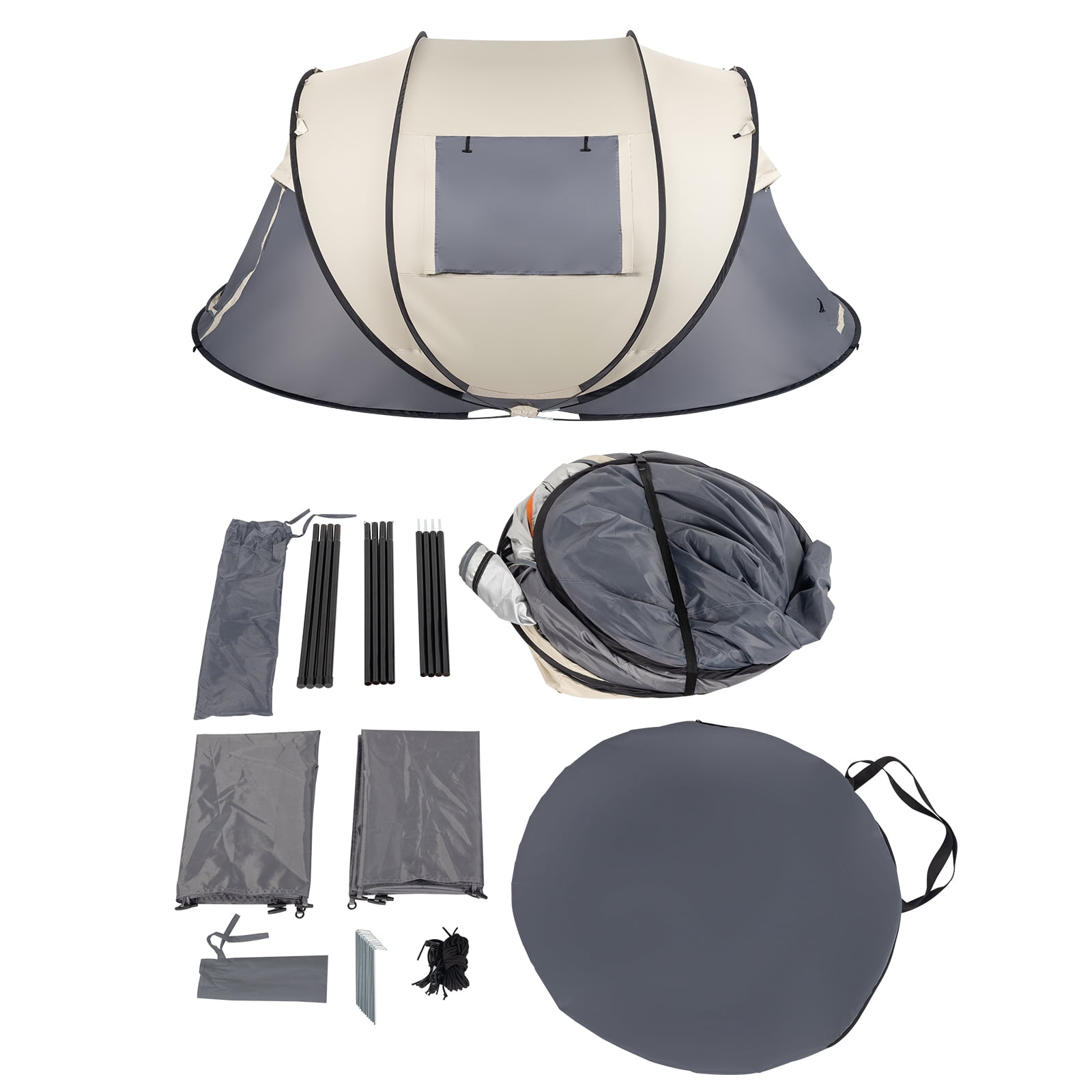 4-Person Pop-Up Tent for Camping & Beach - Instant Setup, Spacious Family Tent with Ventilation, 190T Polyester Fabric, Lightweight & Portable for Outdoor, Hiking, and Backyard Use