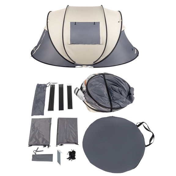 Sluting Khaki 4-Person Pop Up Tent with Windbreak Cords Easy Setup For Camping/Hiking/Fishing/Beach/Outdoor