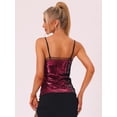 thumbnail image 4 of Disfraz de navidad Blusa de lentejuelas para mujer con panel de malla sin mangas Party Clue Cami Top Rosa Caliente M, 4 of 5