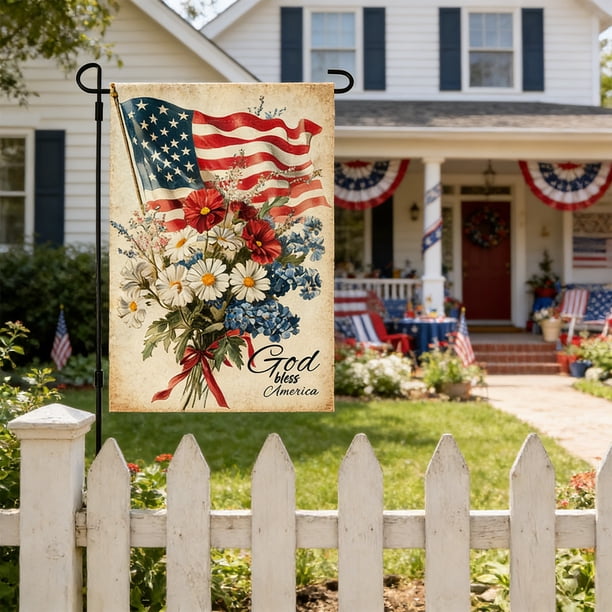 Patriotic Garden Flag Outdoor Decoration American Flag Banner Stars and Stripes Yard Decor for Independence Day Memorial Day Fourth of July Party Supplies Patriotic Home Decor Festive Celebration