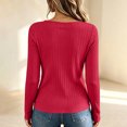 thumbnail image 6 of Hurxie Womens Long Sleeve Henley T Shirts Button Down Slim Fit Tops Scoop Neck Ribbed Knit Shirts Red,M, 6 of 7