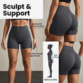 thumbnail image 6 of Ribbed Seamless High Waist Workout Biker Shorts, Tummy Control Gym Shorts, 6 of 6