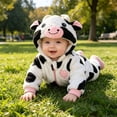 thumbnail image 3 of RUINIXCW Baby Animal Cosplsy Warm Girls Boys Cute Cow Plush Hooded Romper Cosplay Jumpsuit for Halloween Holiday Outfit, 3 of 9