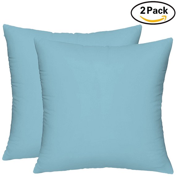 The Great American Store Brushed Microfiber Solid Blue, Euro Square Throw Pillowcases with Hidden Zippered (20"x 20") - Hotel Quality - Wrinkle, Fade, Stain Resistant - Hypoallergenic