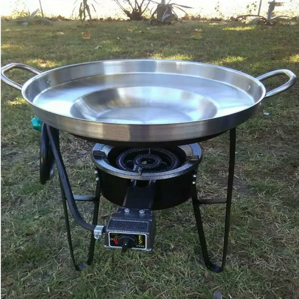 3 in 1 Concave Comal Stainless Steel 22" Set With Propane Burner Stove