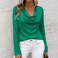 thumbnail image 6 of Womens Tops Trendy 2026 Cowl Neck Shirts Long Sleeve Teacher Clothes Office Business Dressy Casual Spring Outfits Green 2XL, 6 of 8