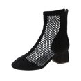 thumbnail image 1 of NECHOLOGY Botas Mujer Adulto Femenino Zapatos Botines de mujer Botas de tacón grueso de malla hueca de color sólido con punta cerrada a la moda para mujer (Black, 8), 1 of 7