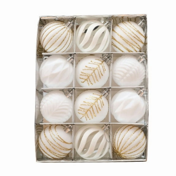 12Pcs Festives Christmas Baubles Set Velvets Painted Ornament for Seasonal Tree Embellishment Holiday Decoration