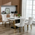 thumbnail image 5 of ODUSE-DAILY Beige Velvet Dining Chairs Set of 4, Kitchen & Dining Room Chairs, Nailheads Tufted, Sillas De Comedor, Fabric Upholstered, Golden Metal Legs (Beige, 4 Pcs), 5 of 12