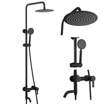3-Function 304 Stainless Steel Wall-Mounted Outdoor Shower System, Matte Black